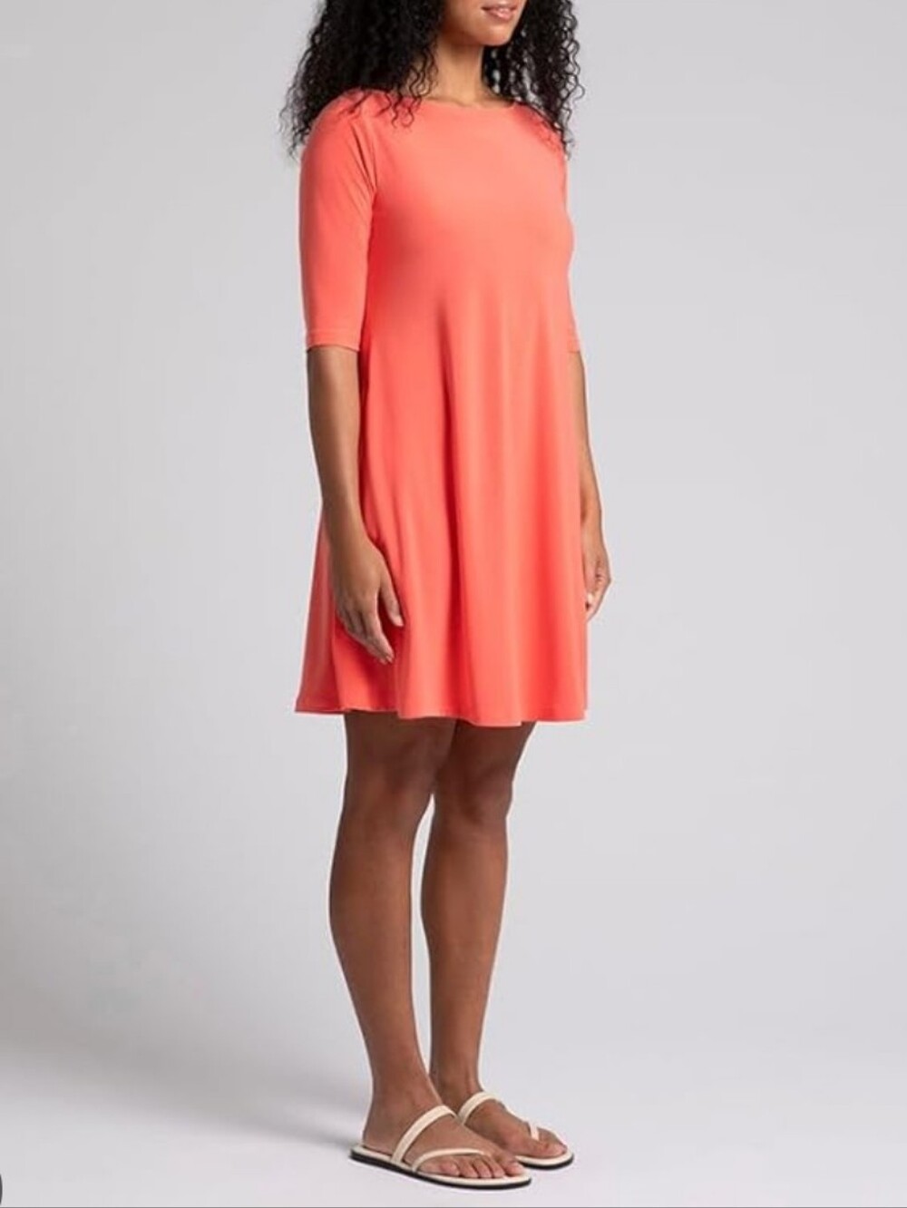 Sympli Nu Trapeze Pockets A-Line Fit & Flare Spring Coral Dress, Sz 14
